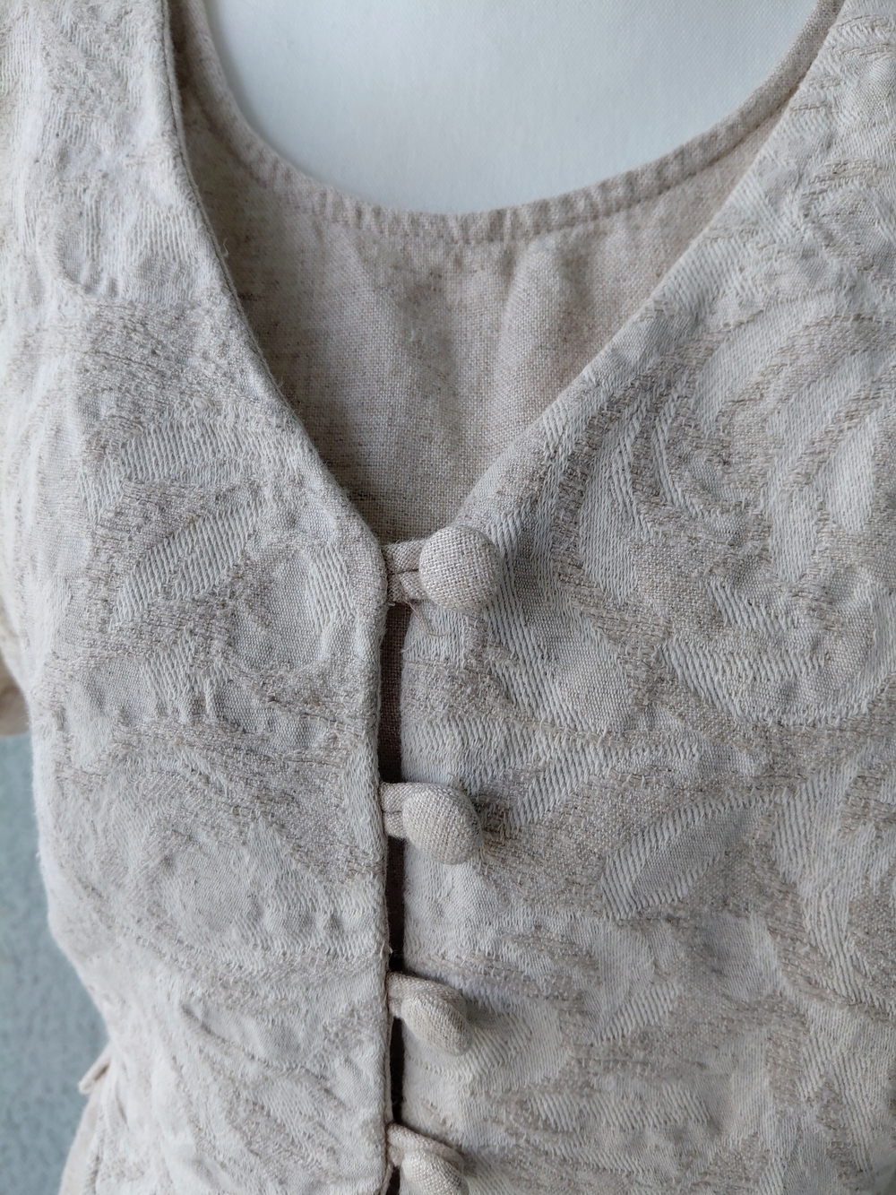 Carol Anderson California Linen Blend Dress  Size 6 Textured Button Front Ves - Picture 5 of 10